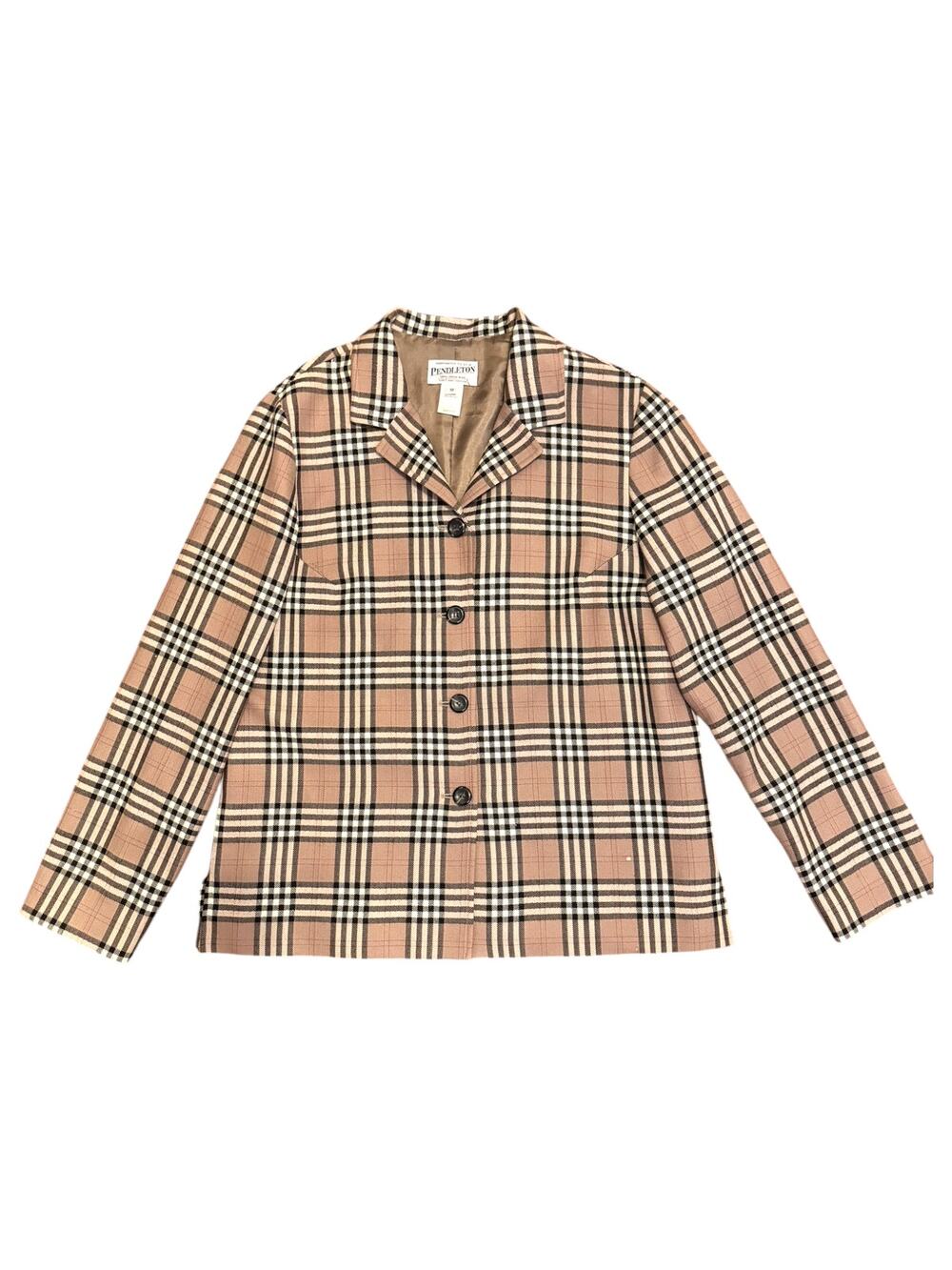 Vintage Pendleton 100% Virgin Wool Plaid Blazer Jacket – Size 10 USA